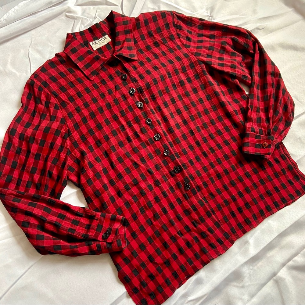 HP⭐️ Vintage 80’s Red and Black Plaid Flannel